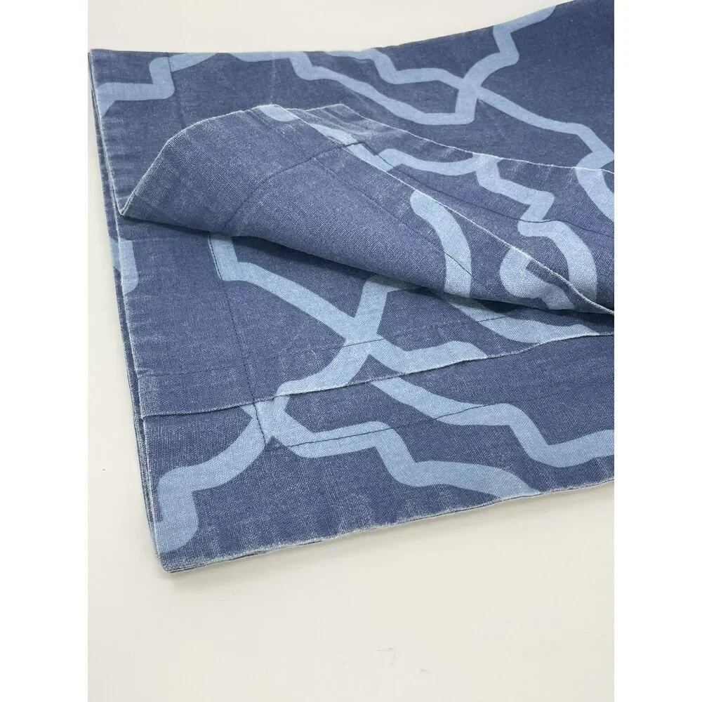 Pottery Barn Euro Pillow Sham Blue Trisha Geo Cotton Linen